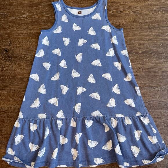Tea Collection Girls Blue Print Tank Dress Sz 7 - Picture 1 of 3